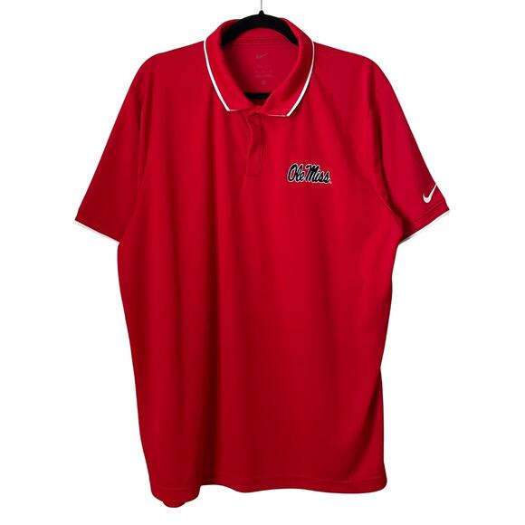 Nike Ole Miss Polo Shirt Mens XL Red University Mississippi College Athletic Gym - Picture 1 of 10